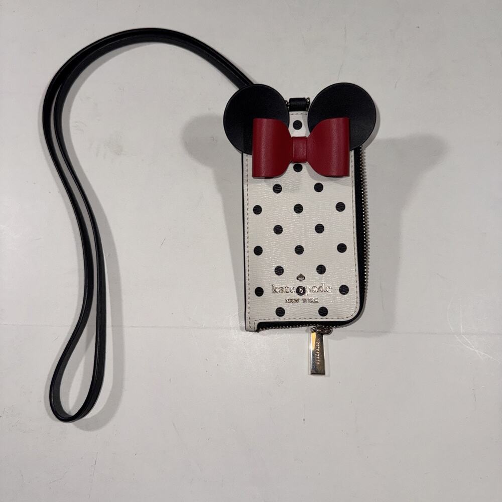 Kate Spade NY Disney Minnie Mouse Lanyard Card Holder - Polka Dot Red Bow